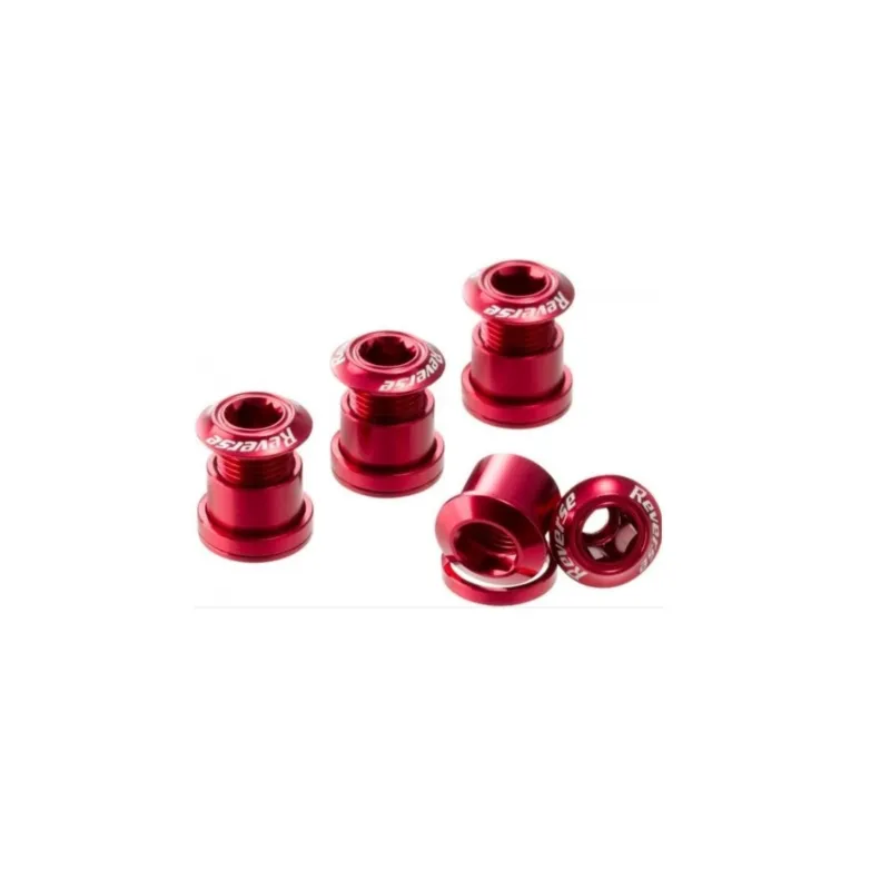 Ofertă exclusivă Set 4 suruburi angrenaj Reverse Chainring Bolt Rosii
