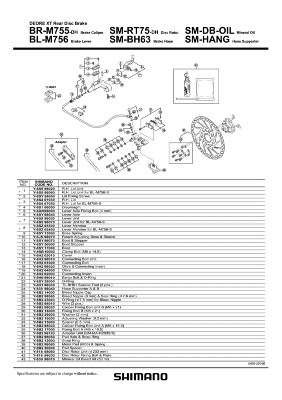 Vezi acum CAPAC REZERVOR SHIMANO BL-M756 DREAPTA