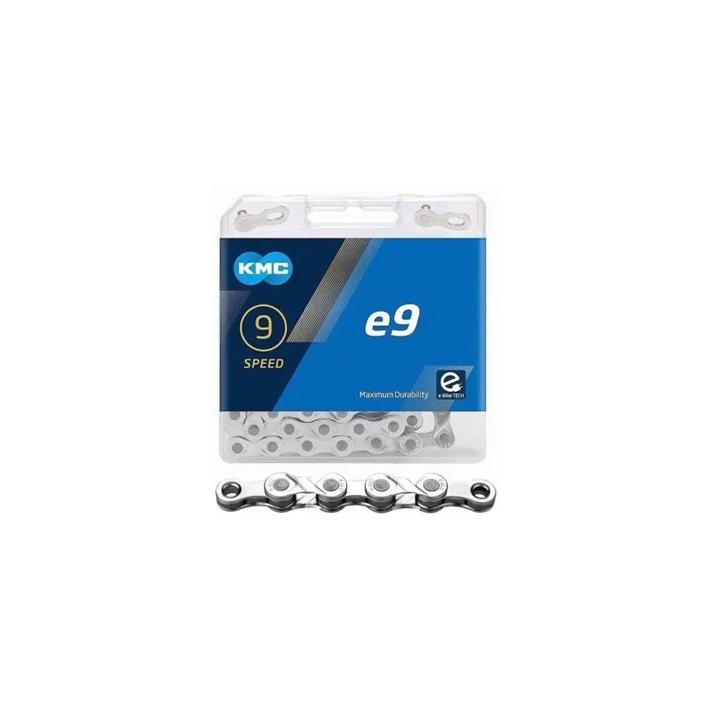 Livrare rapidă Lant KMC E9 Silver 9 viteze, 122 zale, Ebike, Argintiu
