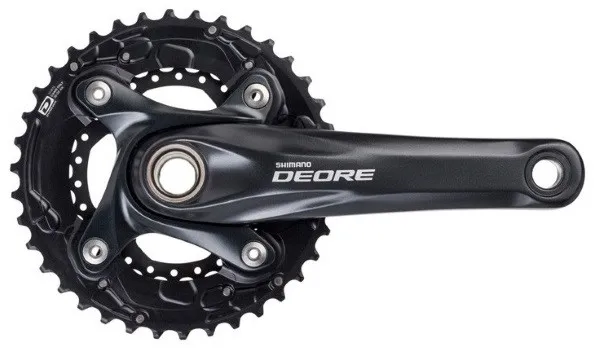Reducere de preț ANGRENAJ PEDALIER SHIMANO DEORE FC-M615-L 38X26T BRAT 175MM PT. 10 VIT. PE SPATE CONTRUCTIE 2-PIECE INCOMPATIBIL CHAINCASE FARA BUTUC PEDALIER FARA CG NEGRU AMBALAT IND.