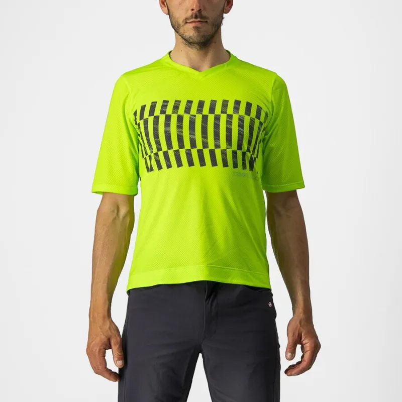 Disponibil imediat Jersey cu maneca scurta Castelli Trail Tech Tee, Galben Fluo/Negru, M