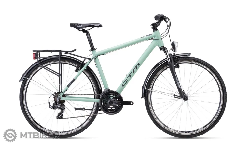 Bicicletă CTM TRANZ 1.0 Treking 28, sivozelená - XL (21") Reducere extra