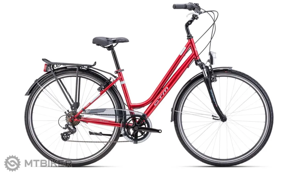 Ofertă exclusivă Bicicletă CTM FLORENCE 28 damă, burgundy mat/albastru deschis - 17"