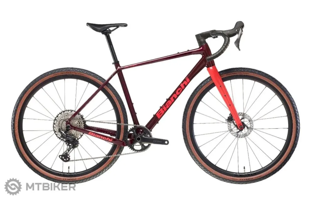 Preferatul clienților Bicicletă Bianchi Arcadex AL GRX 610 28, burgundy/coral red - M