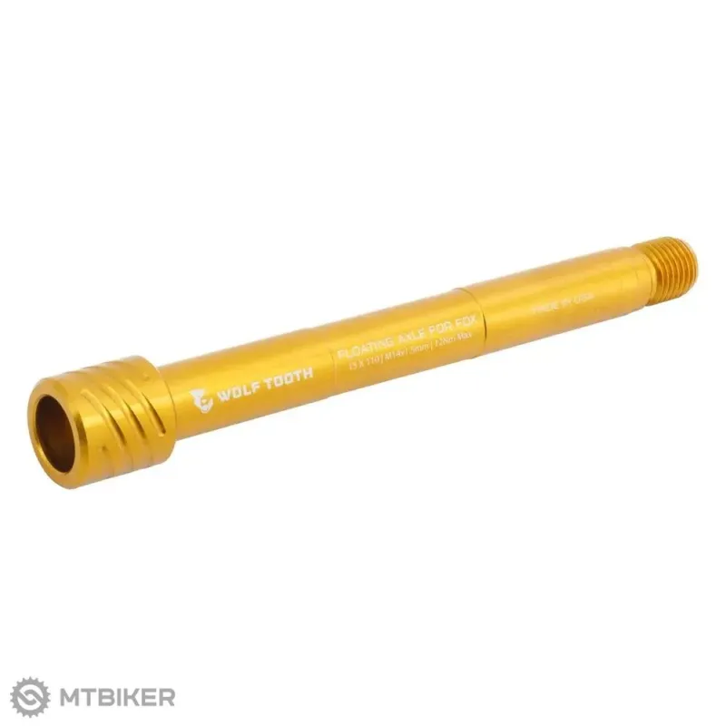 Transport gratuit Axă față Wolf Tooth Floating Axle pentru furci FOX, aurie