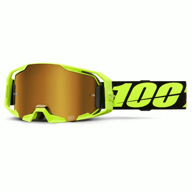 Cel mai bun preț Ochelari motocross 100% ARmatic NEON YELLOW TRUE GOLD