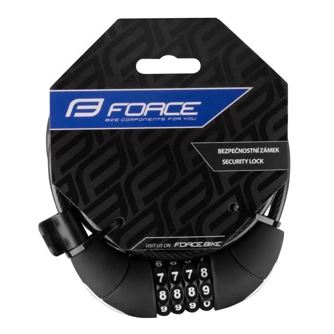 Preț promoțional Lacat Force Lux spirala cod 180cm/8mm cu suport negru