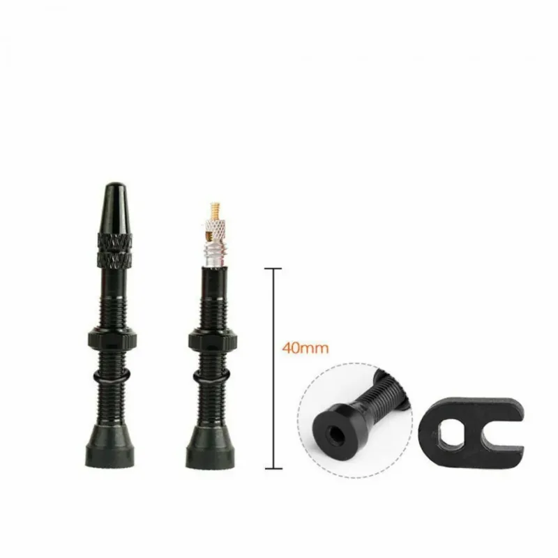 Calitate înaltă Set Valva tubeless FV 40mm Wake Pro - negru + cheie valva