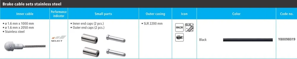 Cel mai bun preț CAMASA SI CABLU SET SHIMANO ROAD SUS, CABLU 1000MM/2050MM, CAMASA SLR 2200MM X 1, CU CAPETE