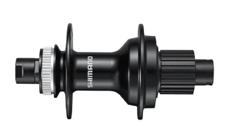Nu rata BUTUC SPATE SHIMANO FH-MT510, 32H, 12 VIT., OLD 142MM, AX E-THRU AX 12MM (FARA AX), PT. ROTOR CENTER LOCK, FARA PIULITA DE STRANGERE, FARA PROTECTIE PT. MONTURA DISCULUI, NEGRU, AMBALAT IND.