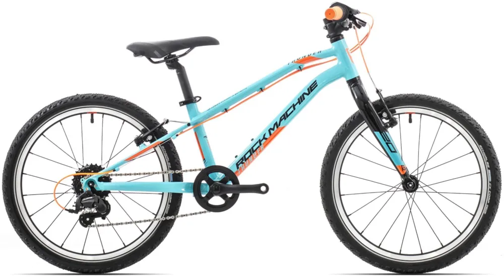 Reducere extra Bicicleta Rock Machine Thunder 20 VB Gloss Neon Cyan/Black/Orange