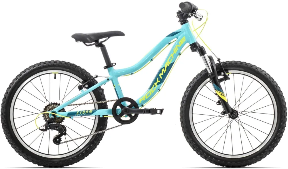 Ofertă specială Bicicleta Rock Machine Storm 20 VB Gloss Neon Cyan/Yellow/Petrol