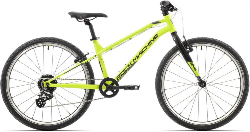Bicicleta Rock Machine Thunder 24 VB Gloss Radioactive Yellow/Black/Grey Ofertă exclusivă