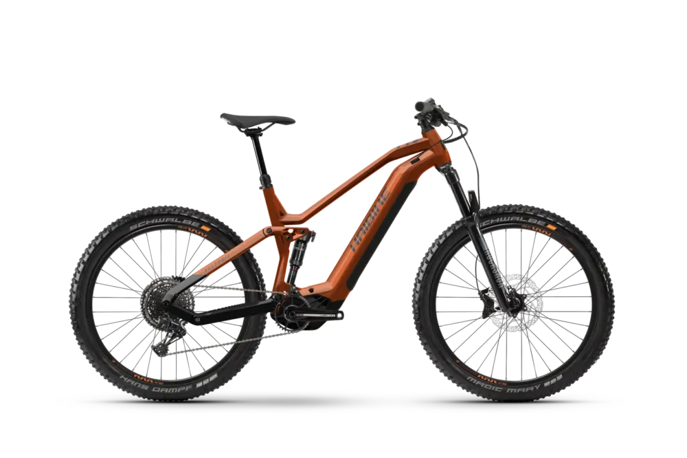 Ieftin Haibike AllTrail 6 27.5 i720Wh 12-G Deore glossy papaya black – Bicicleta Electrica full suspension