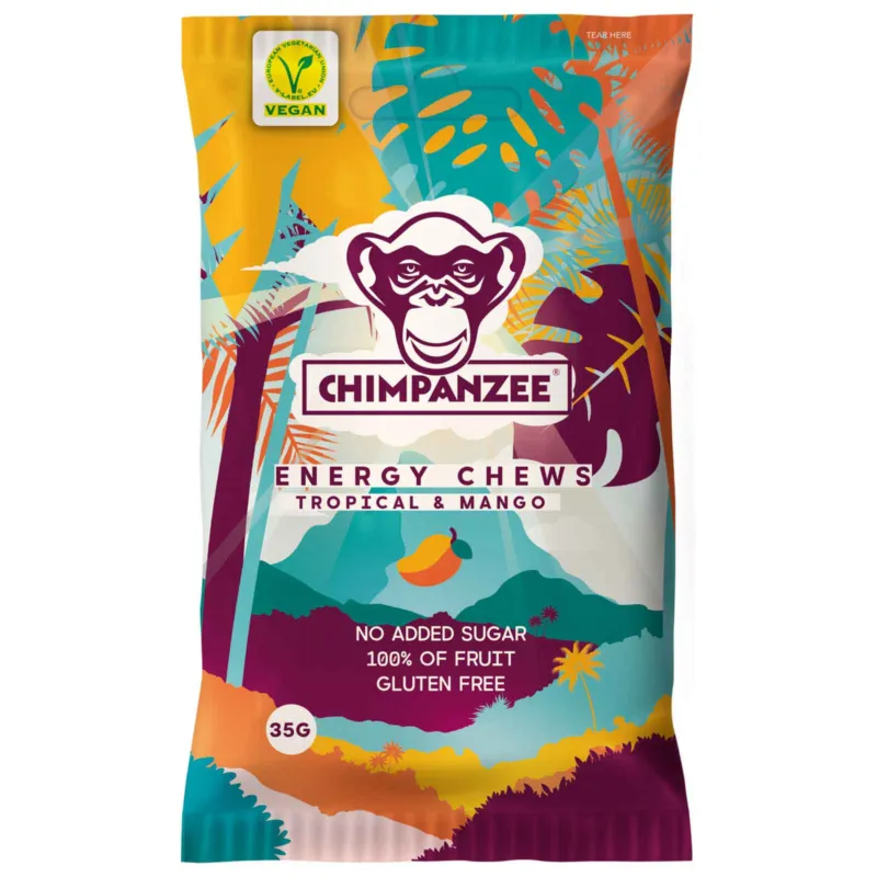 Reducere Chimpanzee - jeleuri gumate Energy Chews - mango fructe tropicale - plic 35g