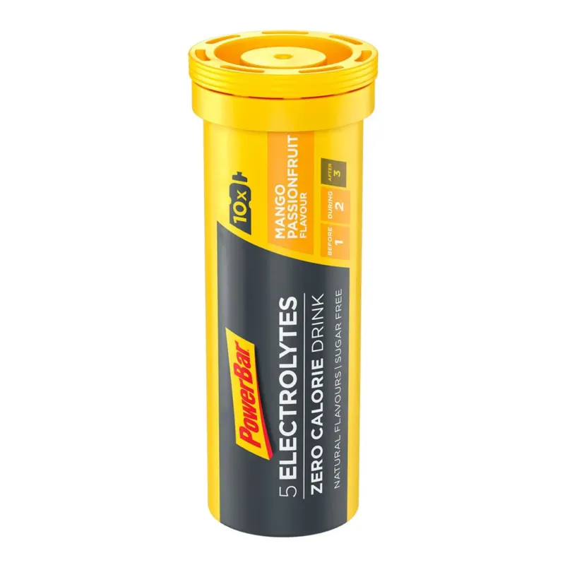 Cel mai bun pre? Powerbar - pastile efervescente hidratare si mineralizare 5 Electrolytes, aroma mango fructul pasiunii - cutie 10x 4.2g